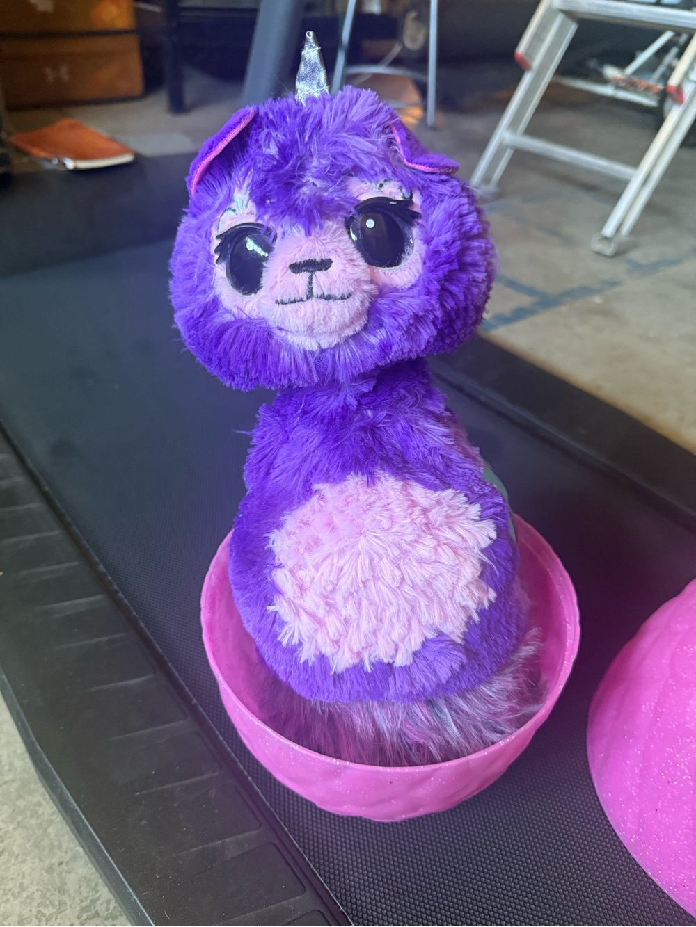 Purple Plush Cat Toy with Pink Accent - Soft Interactive Pet Plush